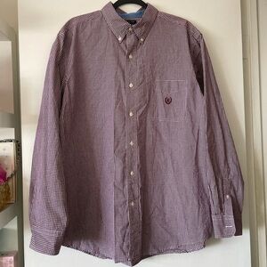 CHAPS|Men's Marroon Checkered Button up Shirt|XL|EUC